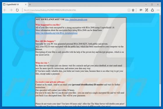 Virus encriptador CryptoShield