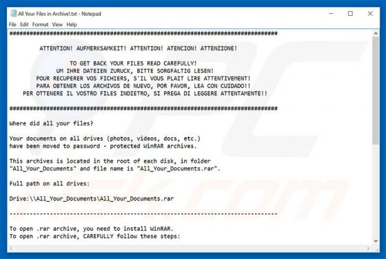Secuestrador de equipos All_Your_Documents.rar