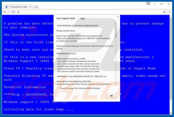 Estafa Your Windows Computer Has Been Blocked