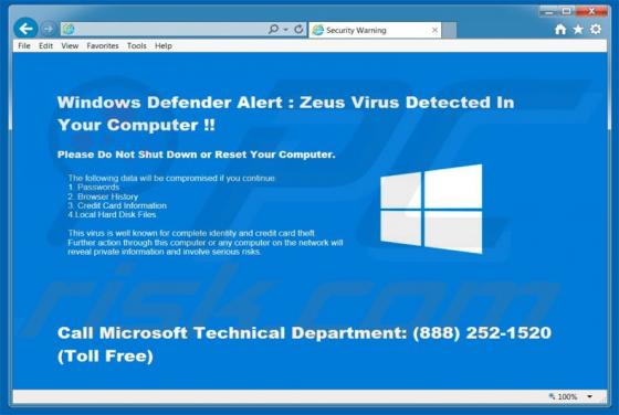 Estafa Windows Defender Alert