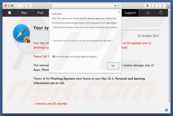 Estafa WARNING! MAC OS Is Infected (Mac)