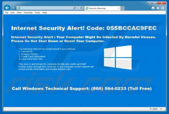 Estafa Internet Security Alert