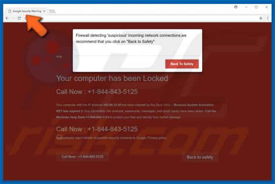 Estafa Google Security Warning
