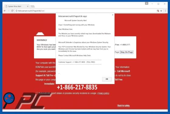 Estafa Microsoft System Security Alert