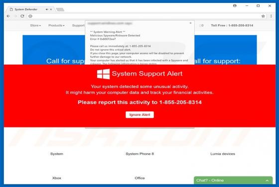 Estafa System Support Alert POP-UP
