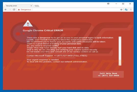 Estafa Google Chrome Critical ERROR