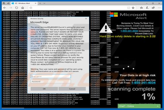 Estafa en ventana emergente Windows Malware Detected