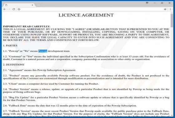 Software publicitario Powzip