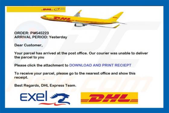 E-mail con el virus DHL