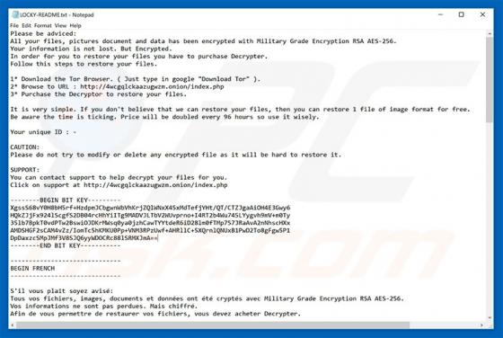 Virus criptográfico Locky Imposter