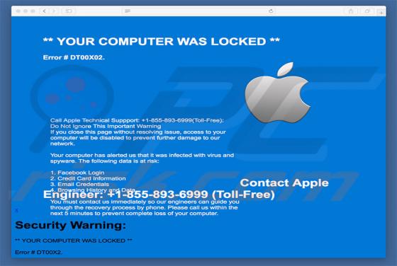 Estafa Contact Apple Engineer (Error #DT00X02) POP-UP (Mac)