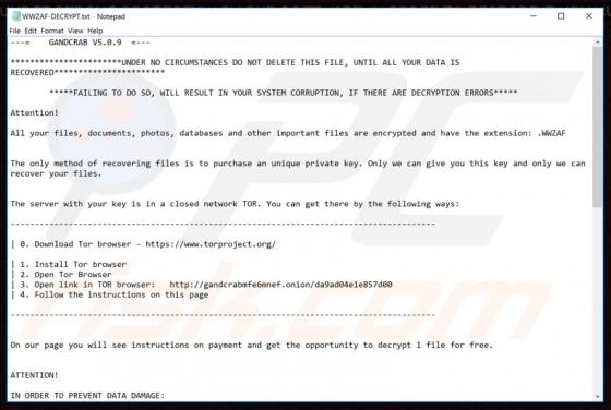Cibersecuestro GandCrab 5.0.9