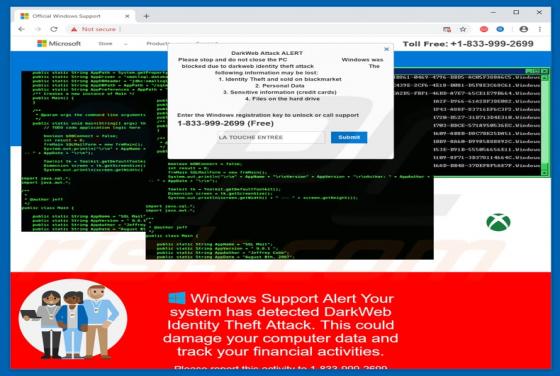 Estafa en ventana emergente DarkWeb Attack ALERT