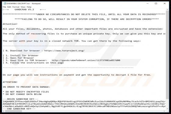 Cibersecuestro GANDCRAB 5.2