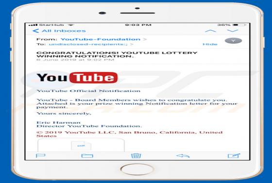 Estafa por e-mail de la lotería de Youtube (Mac)