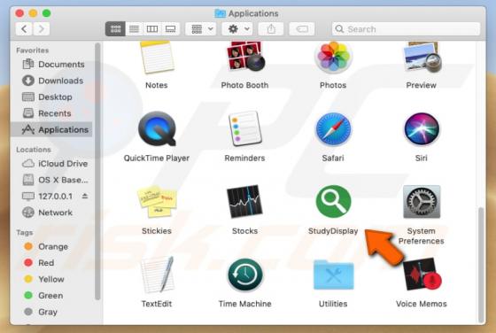 Software publicitario StudyDisplay (Mac)