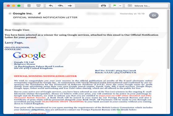 Estafa en e-mail del ganador de Google