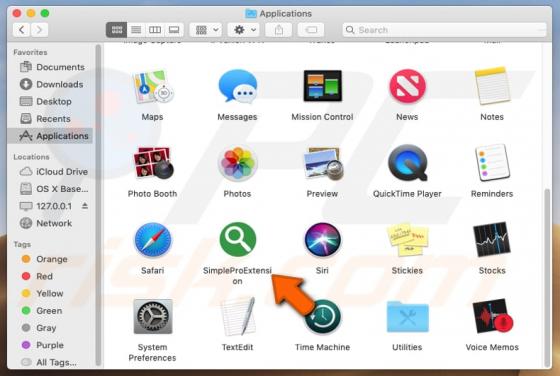 Software publicitario SimpleProExtension (Mac)