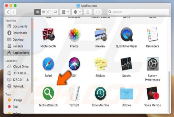 Software publicitario TechNetSearch (Mac)