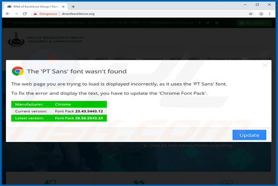 Estafa en pop-up The PT Sans Font Wasnt Found