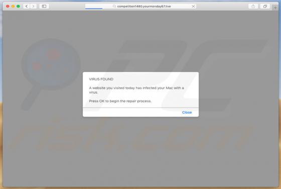 Estafa en ventana emergente Yourmonday (Mac)