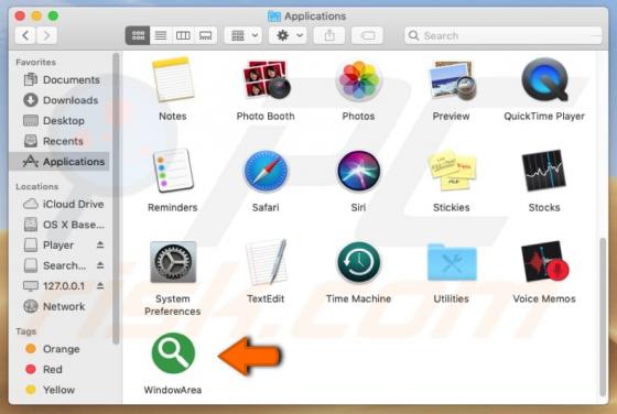 Software publicitario WindowArea (Mac)