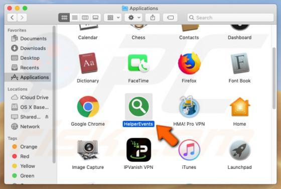 Software publicitario HelperEvents (Mac)
