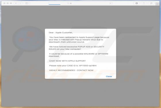 Estafa en pop-up You Have Been Redirected To Apple Support Page (Mac)