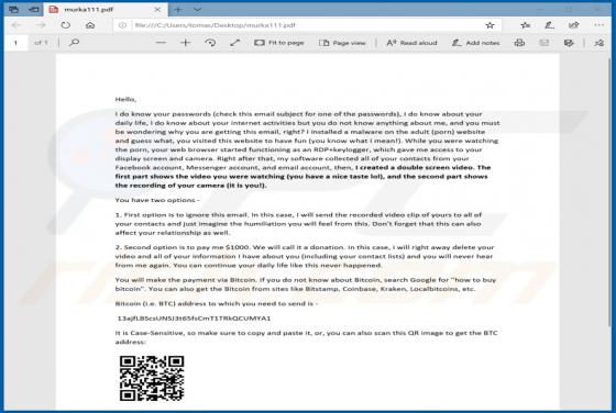 Estafa por e-mail I Do Know Your Passwords Sextortion (PDF)
