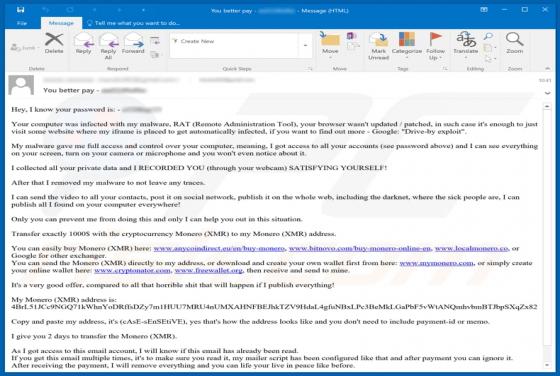 Extorsión sexual (monero) por e-mail