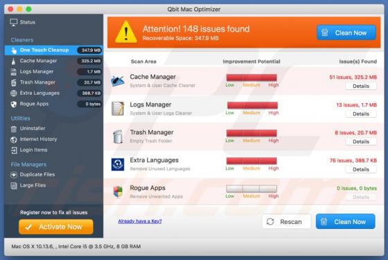 Aplicación no deseada Qbit Mac Optimizer (Mac)