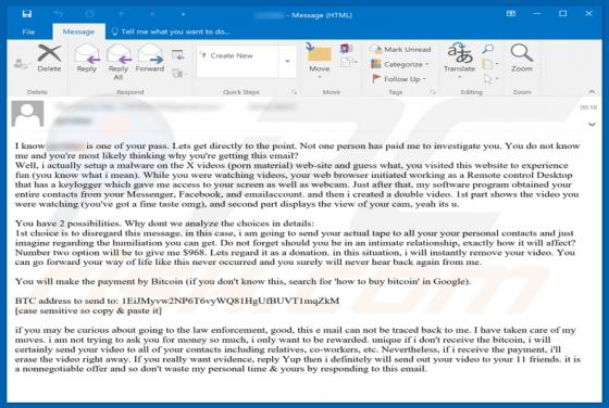 Estafa por e-mail I Know * Is One Of Your Pass
