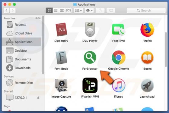 Software publicitario ForBrowser (Mac)