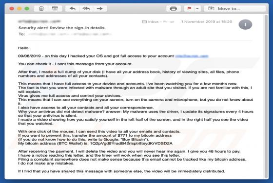 Email Fraude "On This Day I Hacked Your OS"