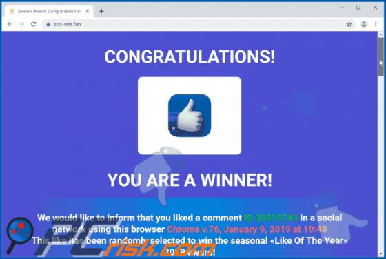 Estafa Ventana Emergente "Like Of The Year"