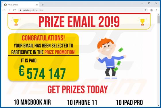 Ventana Emergente Estafa "PRIZE EMAIL"