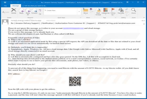 Estafa por correo electrónico LAB Bot