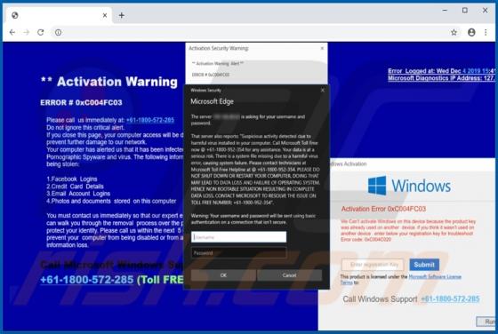 Estafa Emergente "Activation Warning Alert"