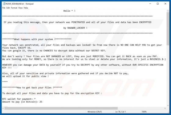 Ransomware Ragnar Locker
