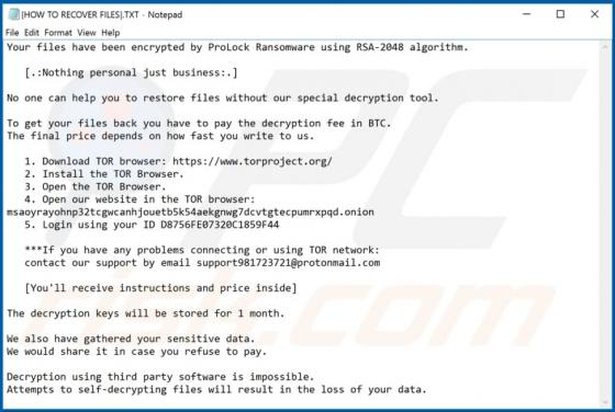 Ransomware ProLock
