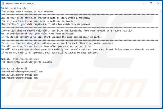 Ransomware OFFWHITE