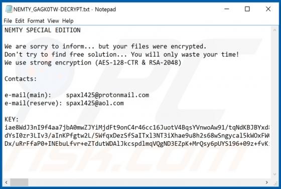 Ransomware Nemty Special Edition