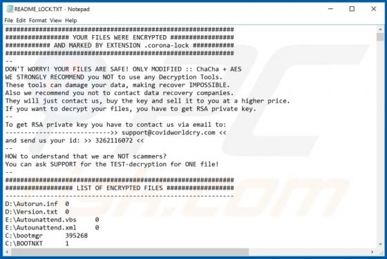 Ransomware CovidWorldCry