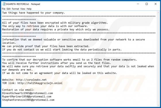 Ransomware SIGARETA