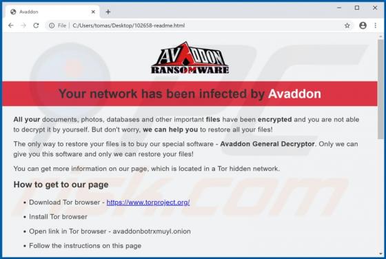 Ransomware Avaddon