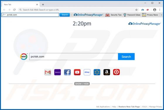 Barra de Herramienta OnlinePrivacyManager