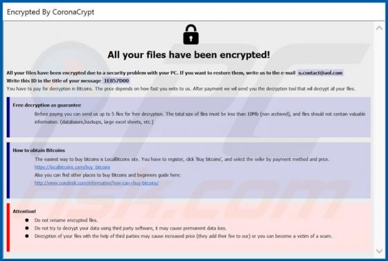 Ransomware CoronaCrypt