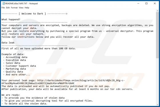 Ransomware DarkSide
